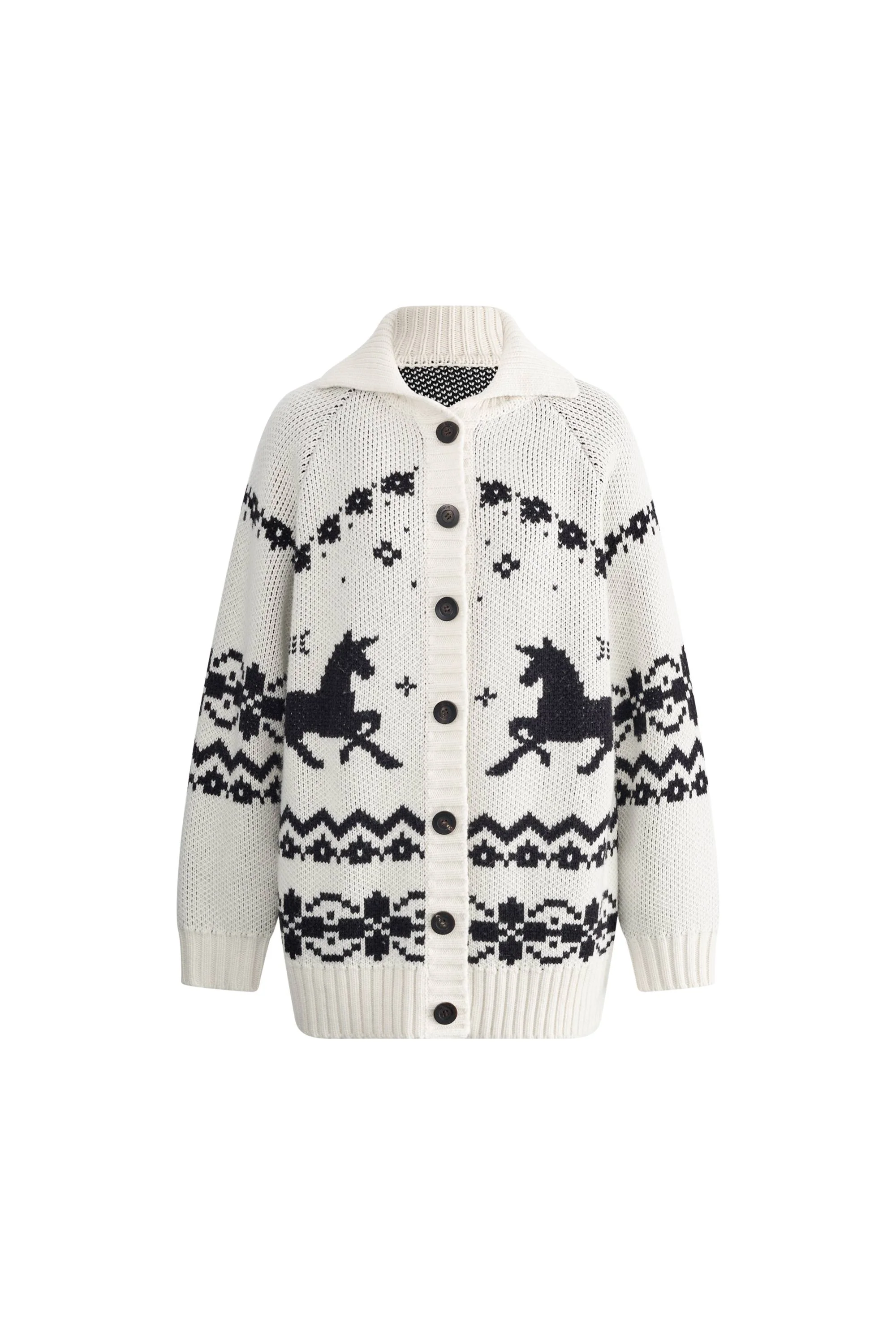 Bethany Fair Isle Pony Cardigan in Merino Wool Jacquard Knit - Image 8