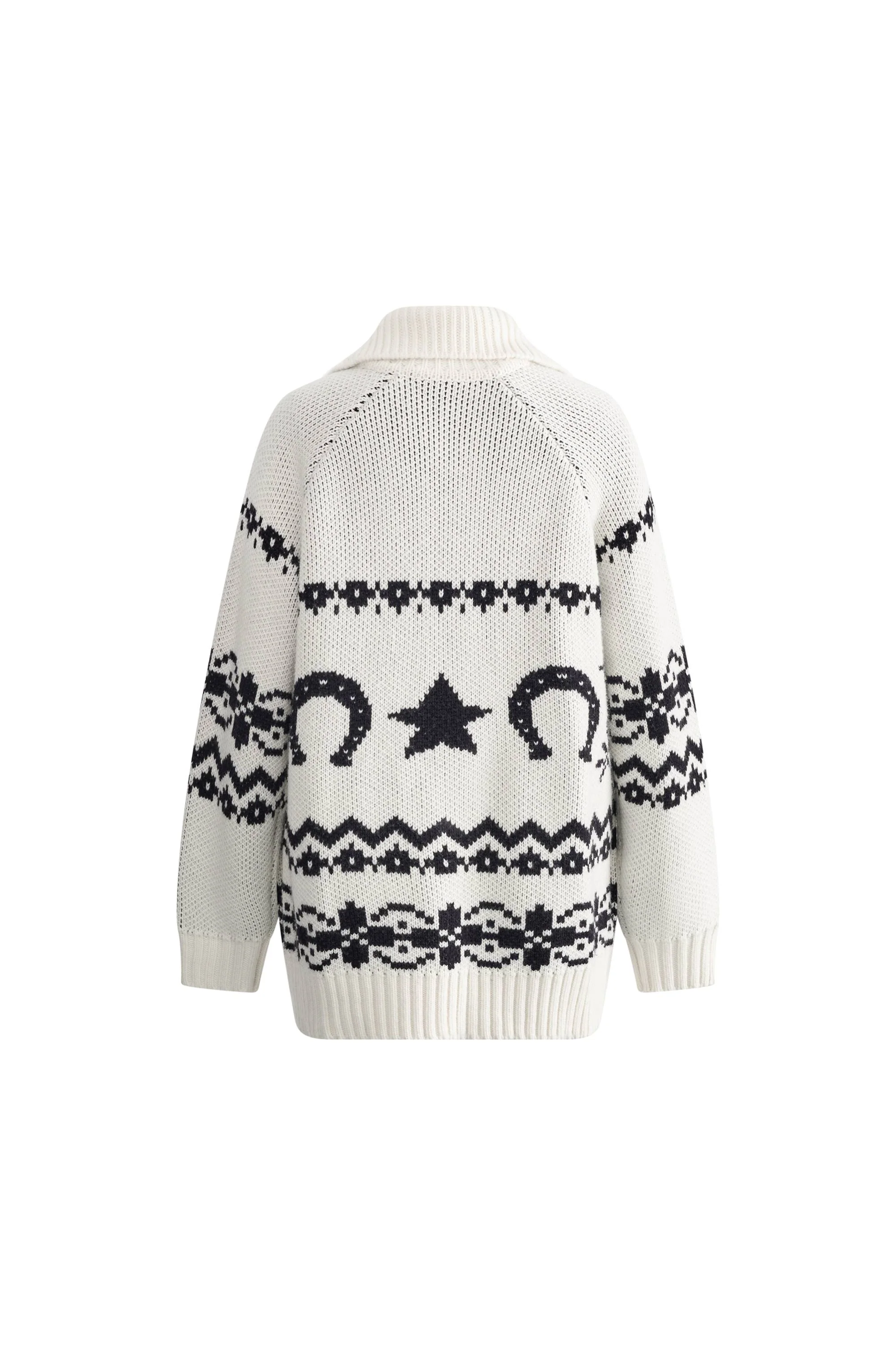 Bethany Fair Isle Pony Cardigan in Merino Wool Jacquard Knit - Image 9