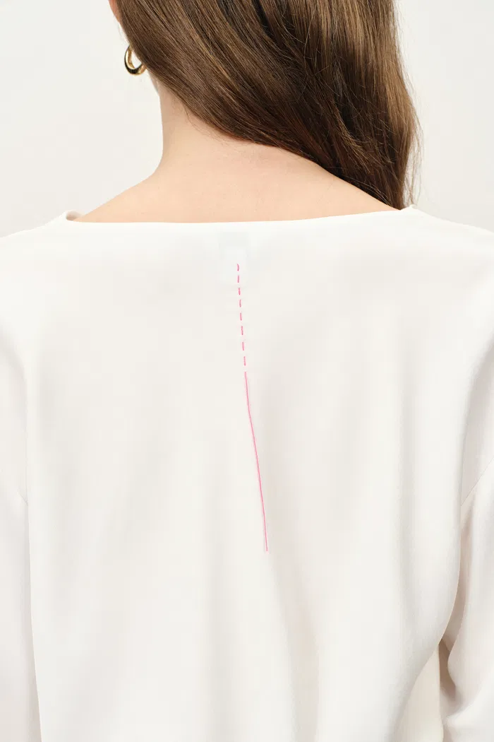 Bianca Drape Neck Sequin Embroidered Blouse in Acetate Twill - Image 7