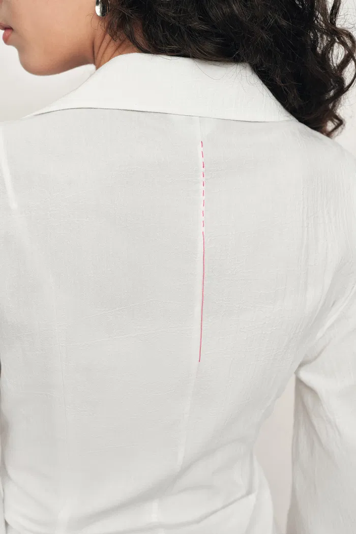 Bianca Hand Stitch Ruched-Waist Shirt in Premium Pima Cotton - Image 5