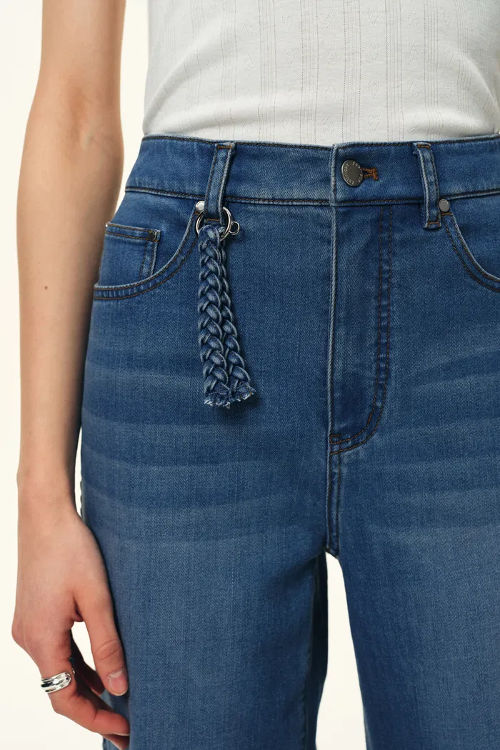 Billie Hand Braided Straight Leg Jeans in Lightweight Stretch Denim - Image 5