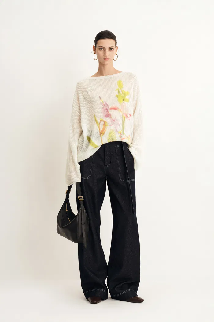 Blair Hand Embroidered Flora Sweater inWool-Alpaca Blend - Image 3