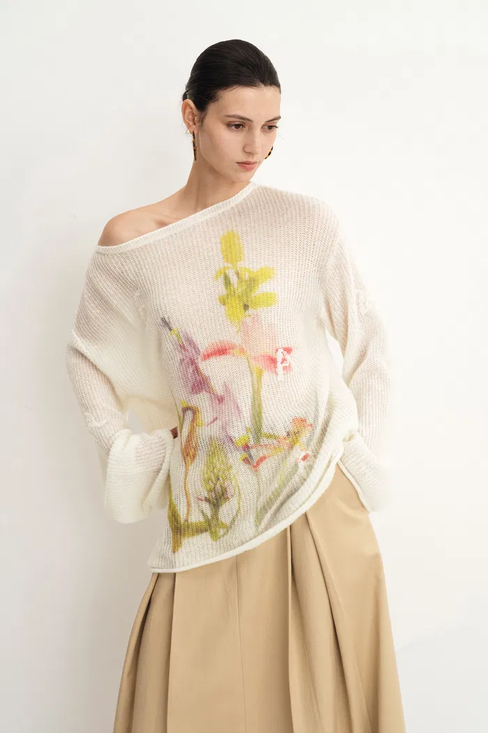 Blair Hand Embroidered Flora Sweater inWool-Alpaca Blend - Image 5