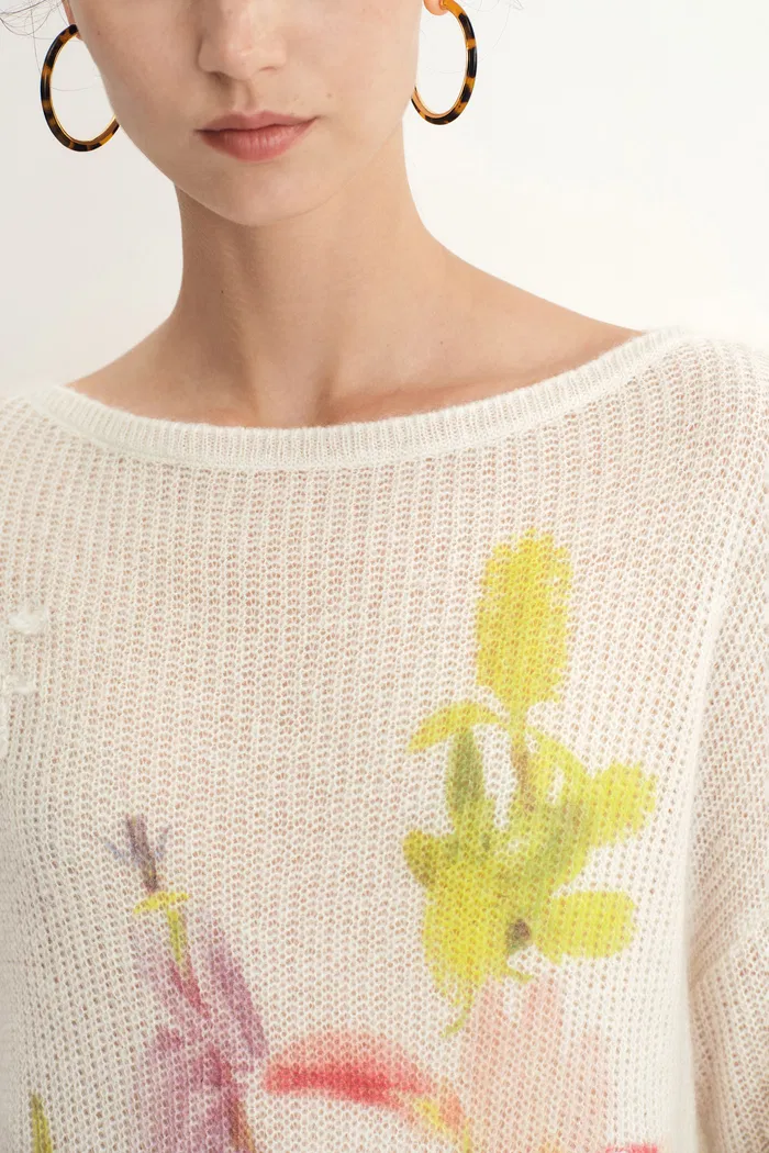 Blair Hand Embroidered Flora Sweater inWool-Alpaca Blend - Image 7