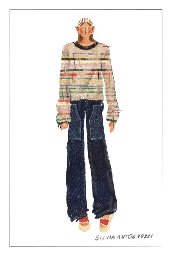 Blair Rainbow Striped Sweater in Linen Blend Knit - Image 10