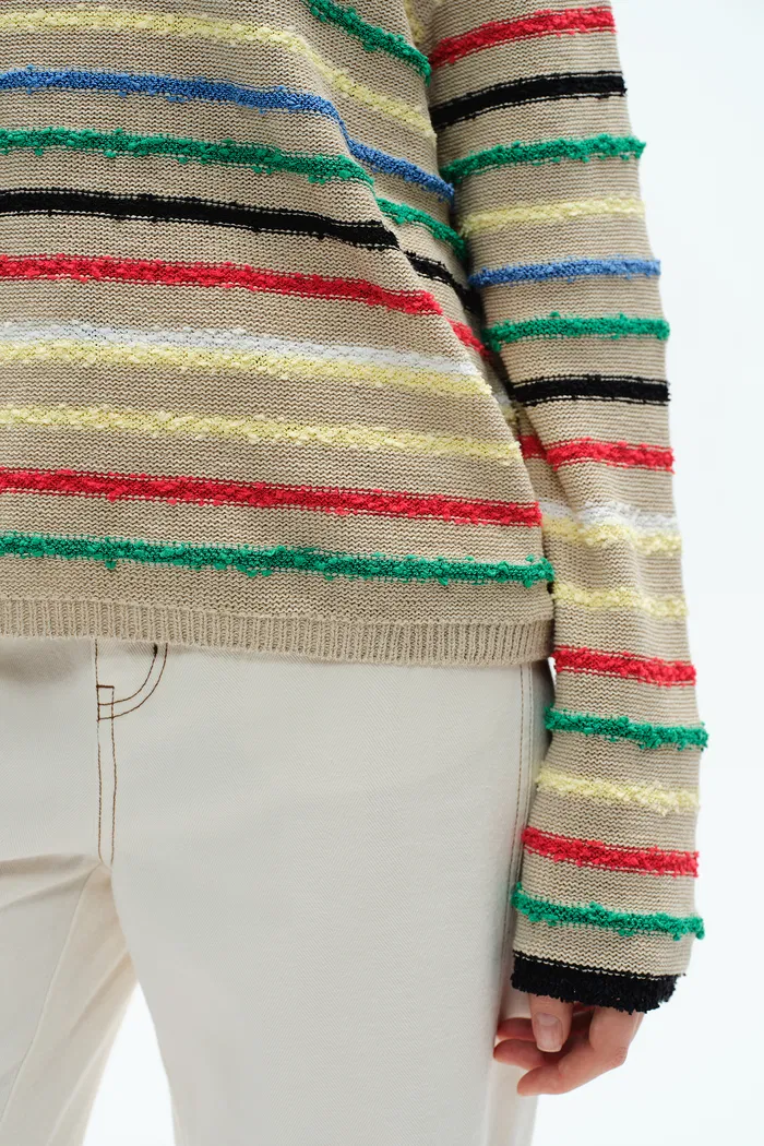 Blair Rainbow Striped Sweater in Linen Blend Knit - Image 9