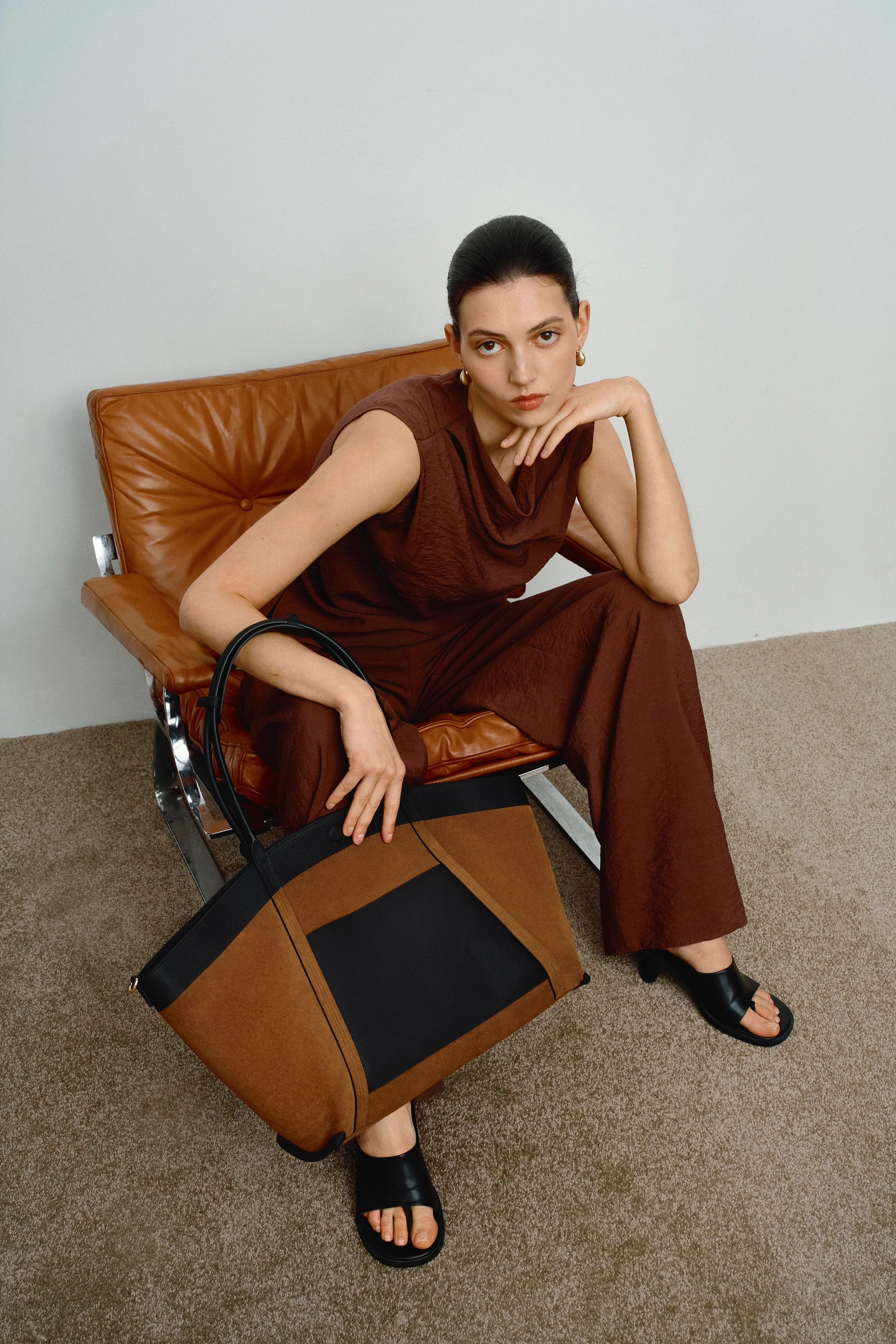 Brera Convertible Tote Bag Large in Full Grain Leather and Suede - Image 5
