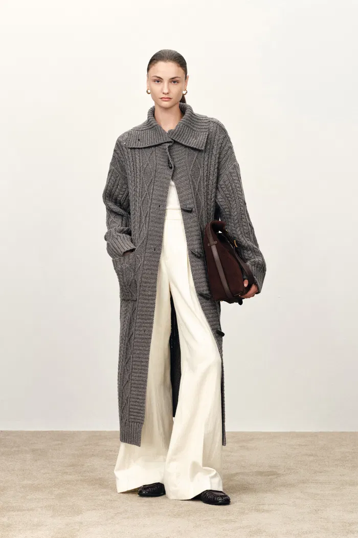Bridget Longline Cardigan in Merino Wool Blend Knit