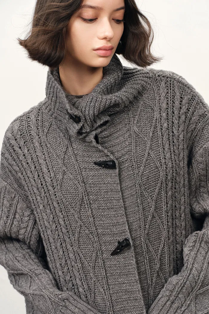 Bridget Longline Cardigan in Merino Wool Blend Knit - Image 8