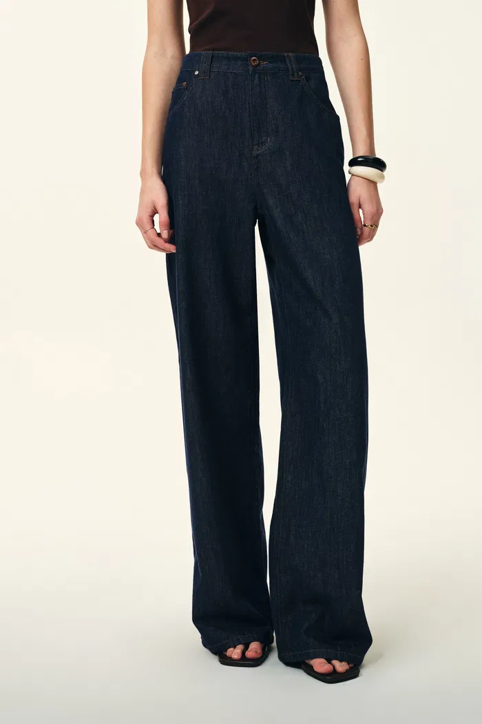 Brielle Straight Leg Jeans in Linen Blend Denim
