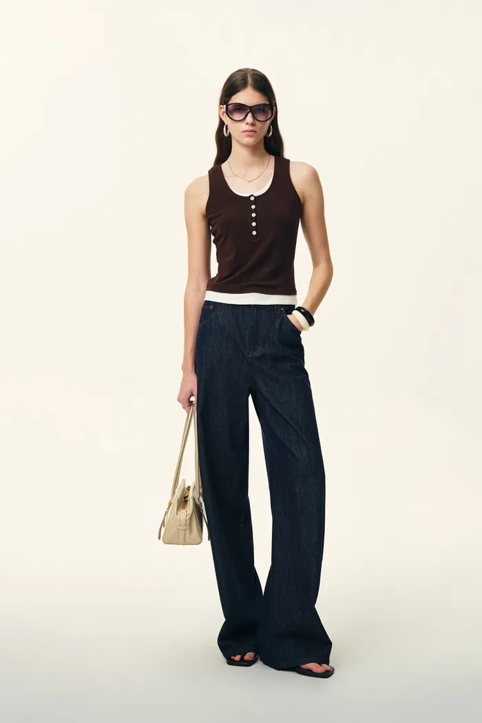 Brielle Straight Leg Jeans in Linen Blend Denim - Image 2