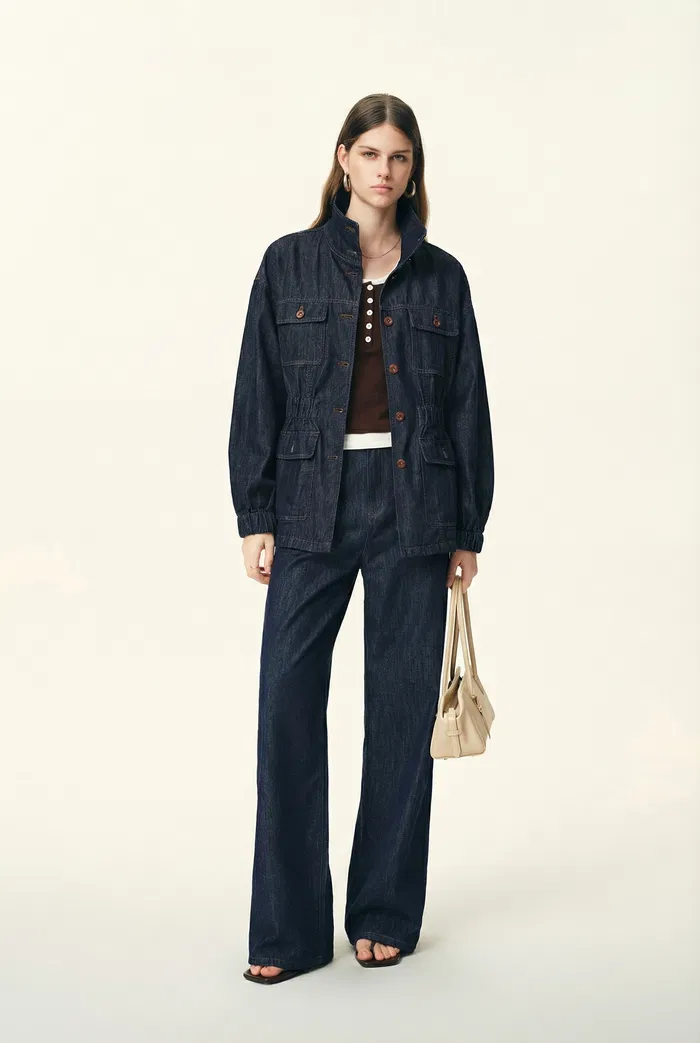 Brielle Straight Leg Jeans in Linen Blend Denim - Image 4