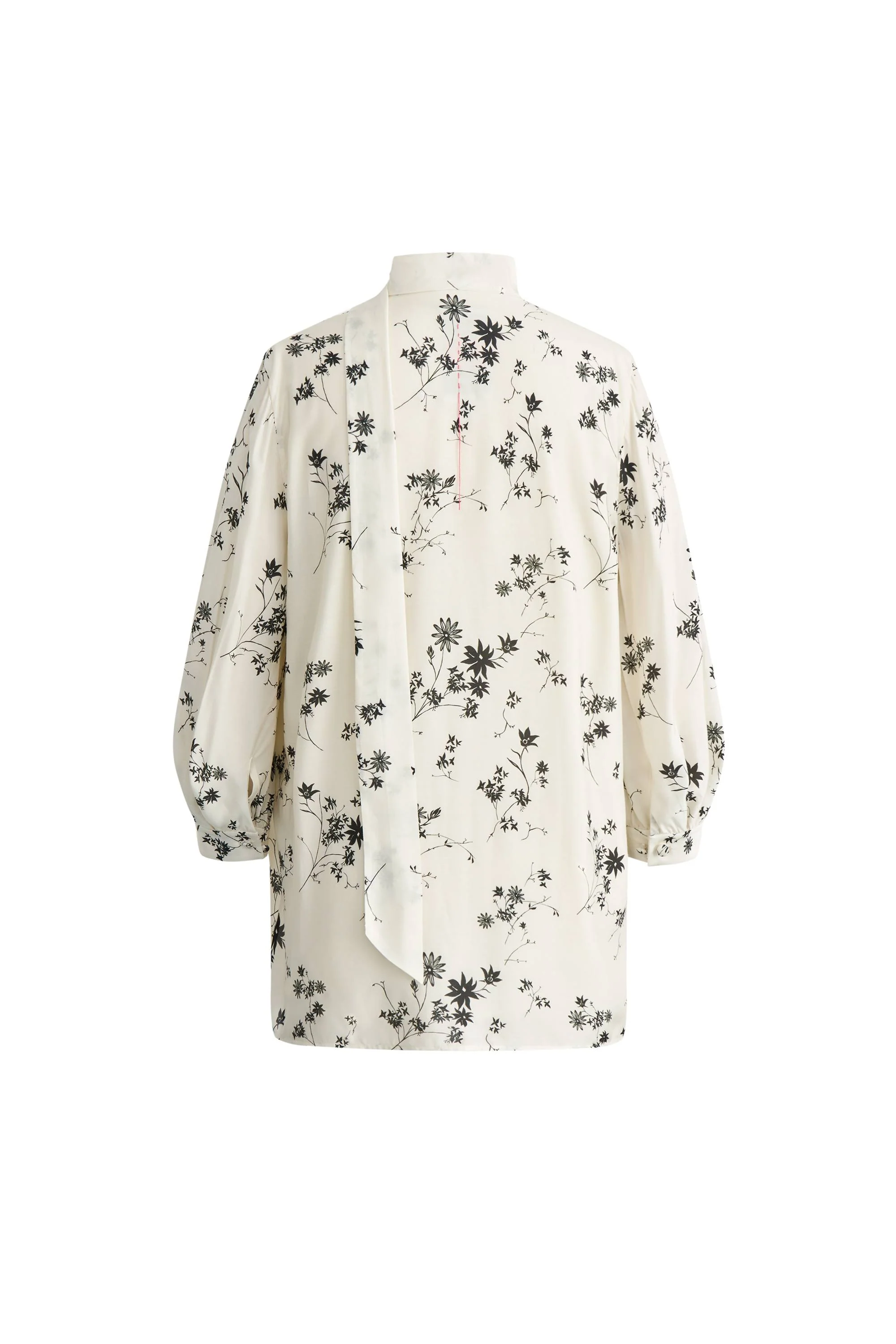 Brooke Hand Painted Flora Scarf Neck Blouse in Silk Blend Satin - Image 12