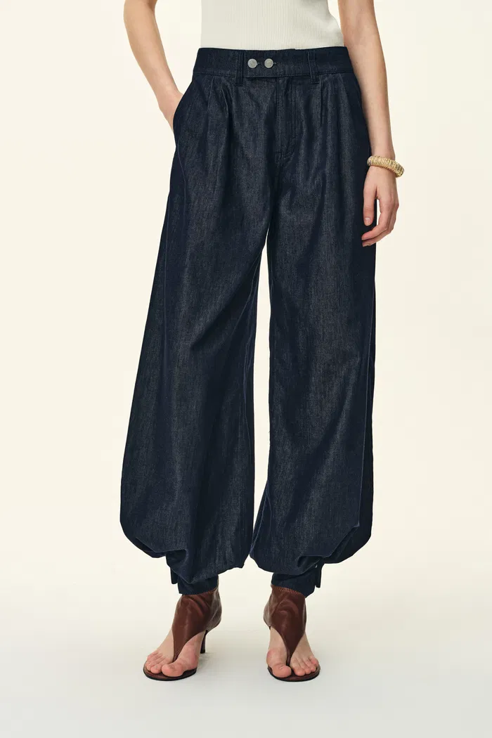 Brooke Handwork Pleats Halter Neck Top and Jeans Set in Acetate Tencel Denim - Image 6