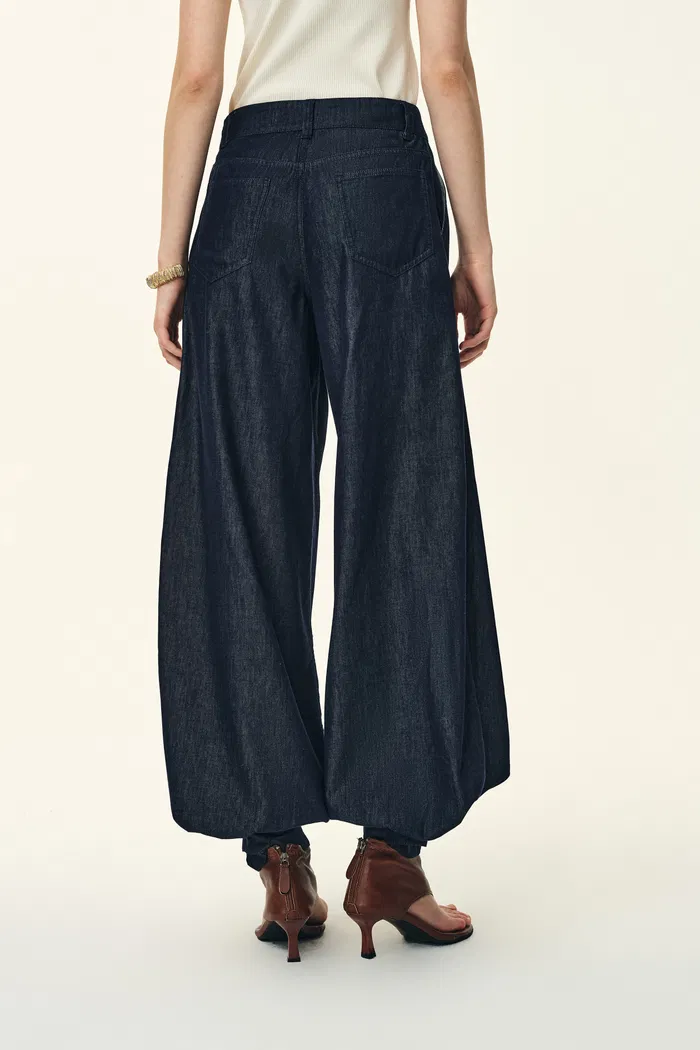 Brooke Handwork Pleats Halter Neck Top and Jeans Set in Acetate Tencel Denim - Image 7