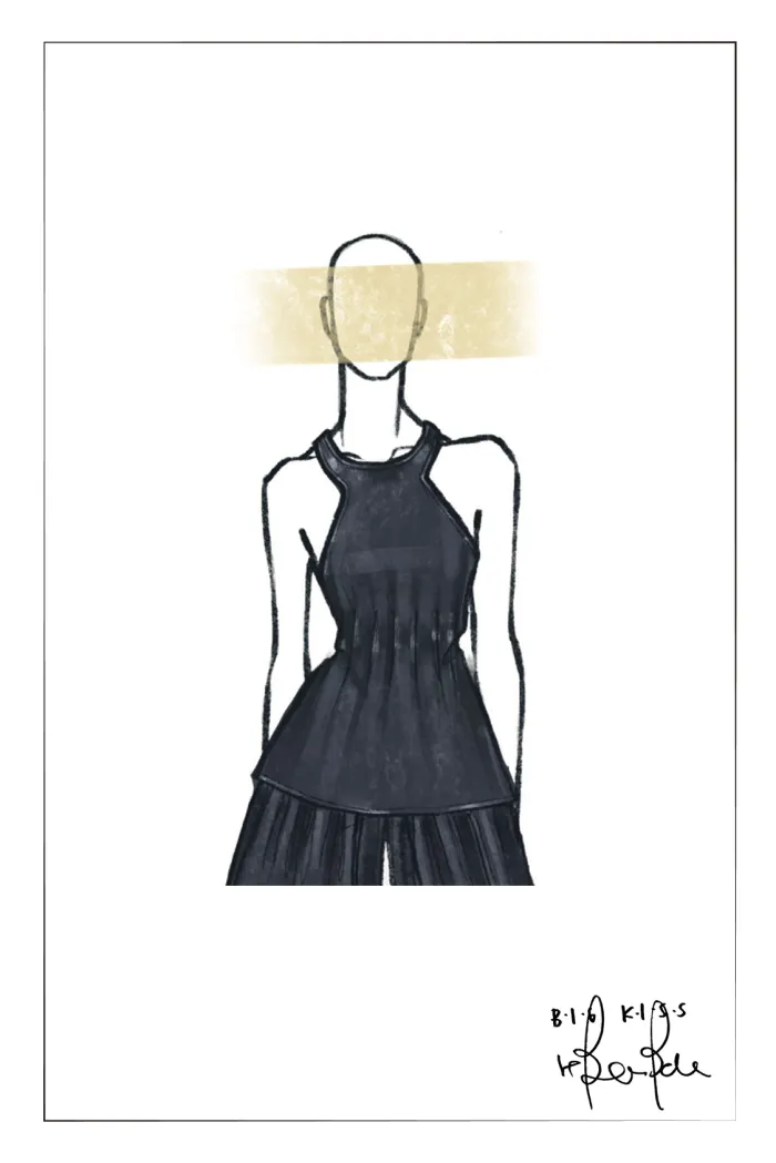 Brooke Handwork Pleats Halter Neck Top in Acetate Tencel Denim - Image 6