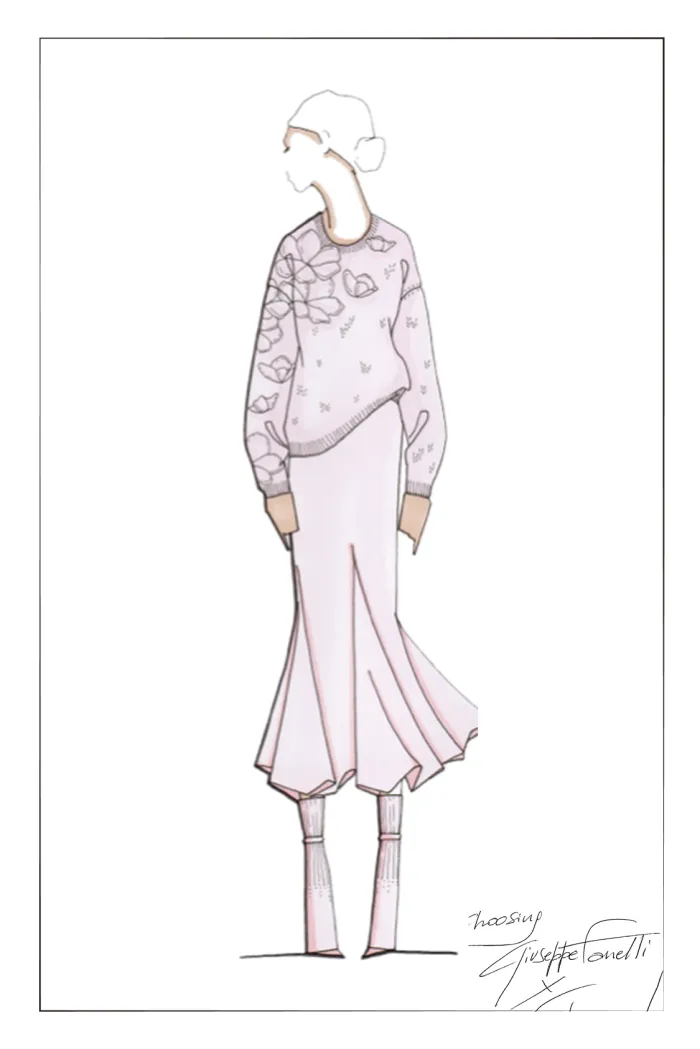 Camille Floral See Through Pullover Sweater in Wool Mohair Blend Knit - Image 6