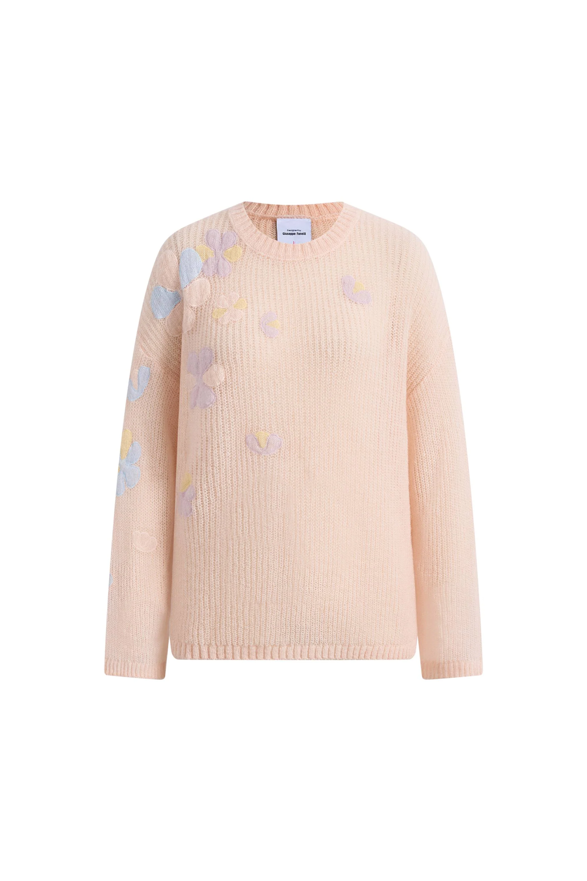 Camille Floral See Through Pullover Sweater in Wool Mohair Blend Knit - Image 7