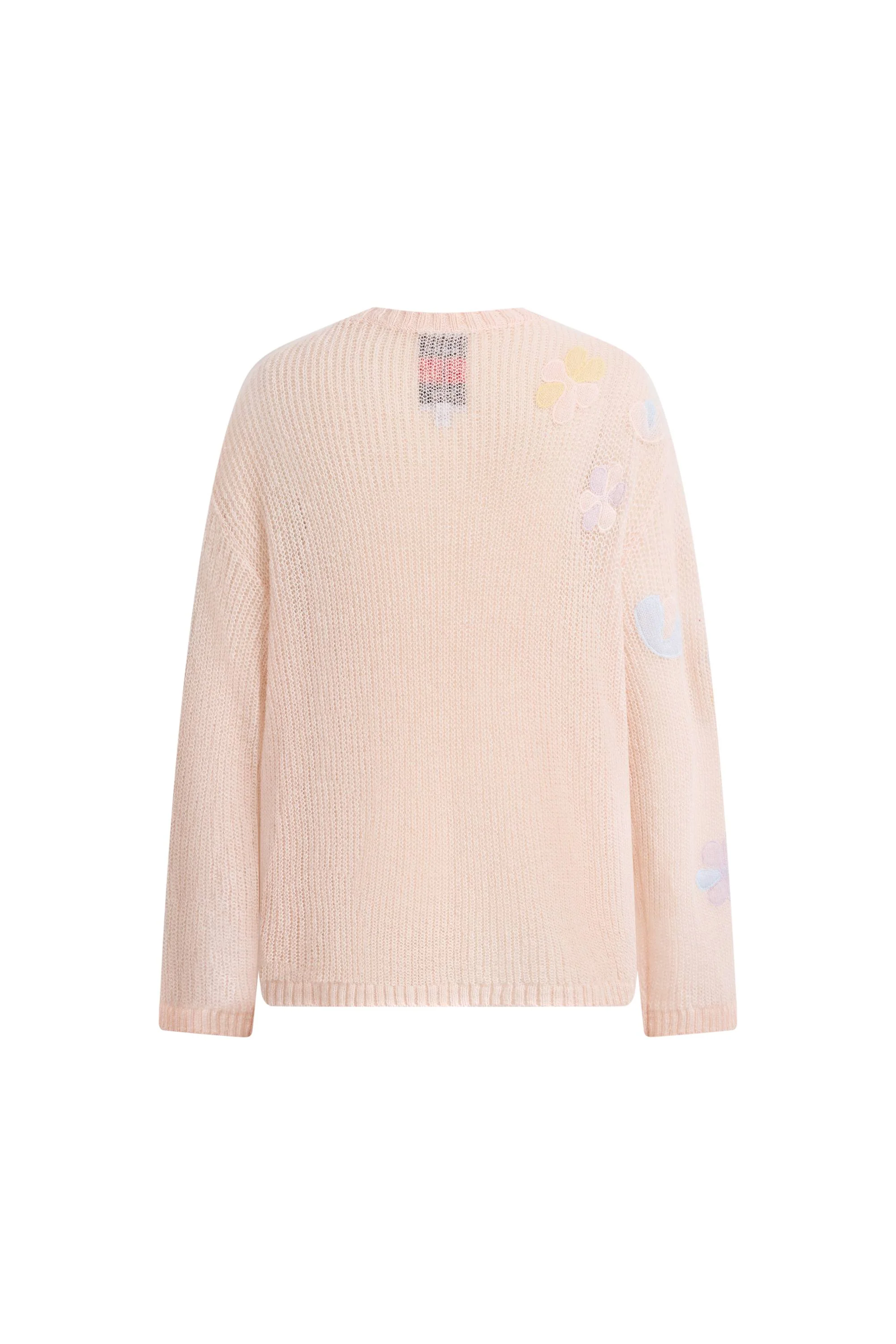 Camille Floral See Through Pullover Sweater in Wool Mohair Blend Knit - Image 8