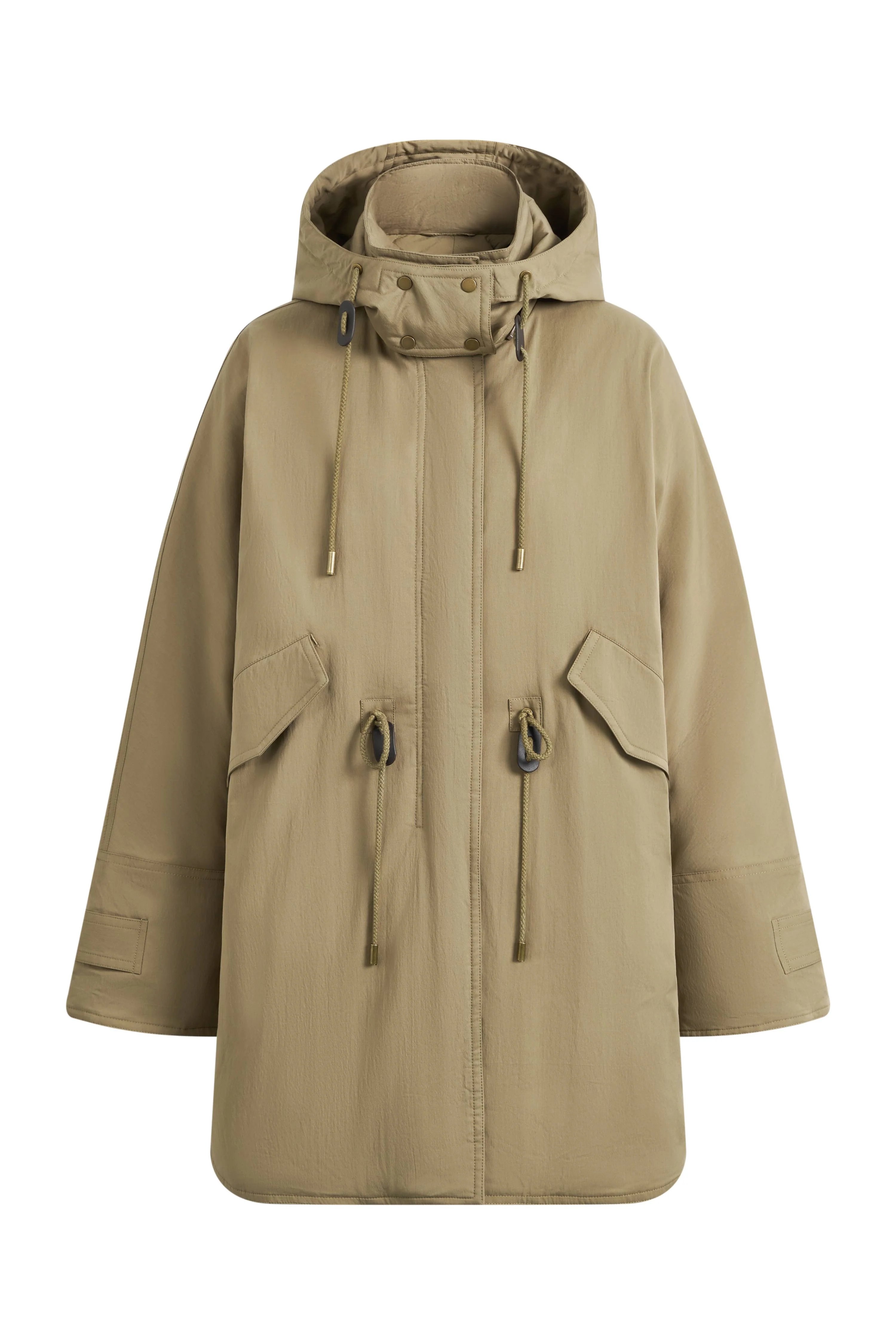 Casey Hooded Drawstring Lightweight Down Jacket in Crinkle Cotton Blend - Image 8