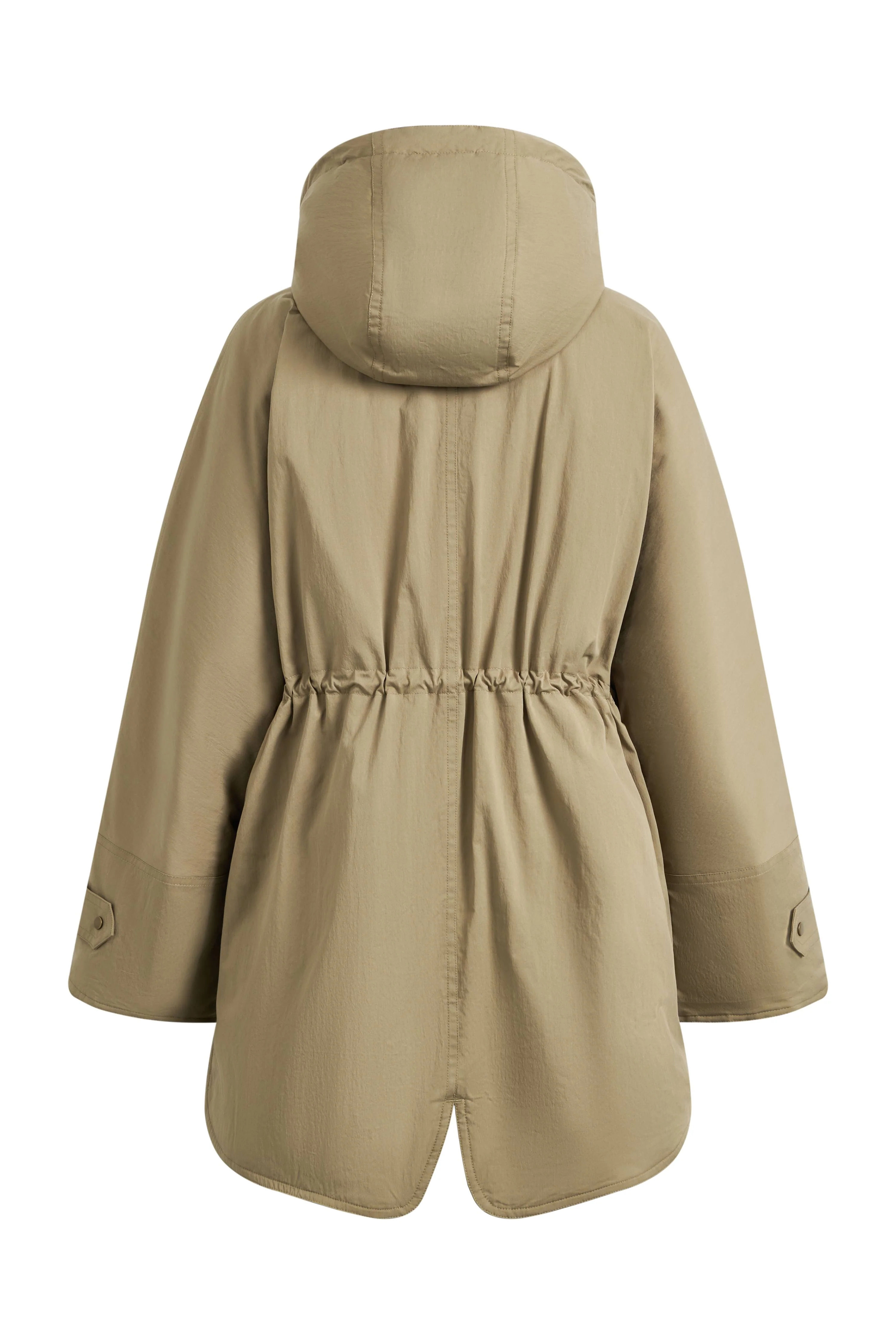 Casey Hooded Drawstring Lightweight Down Jacket in Crinkle Cotton Blend - Image 9