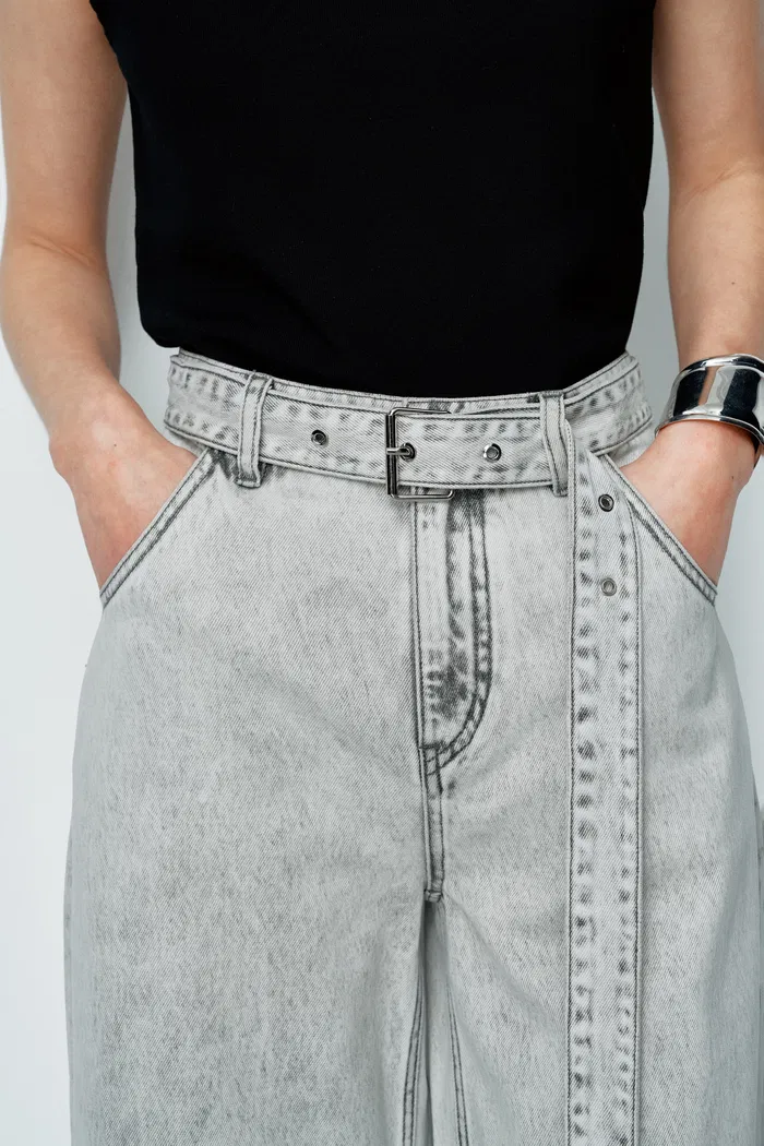 Cassia Belted Washed Jeans in Lyocell Denim - Image 8