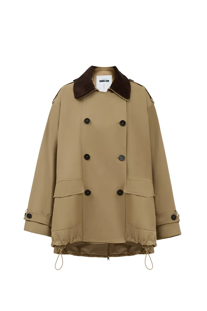 Cassian Short Trench Coat in Water-Repellent Cotton Blend - Image 10
