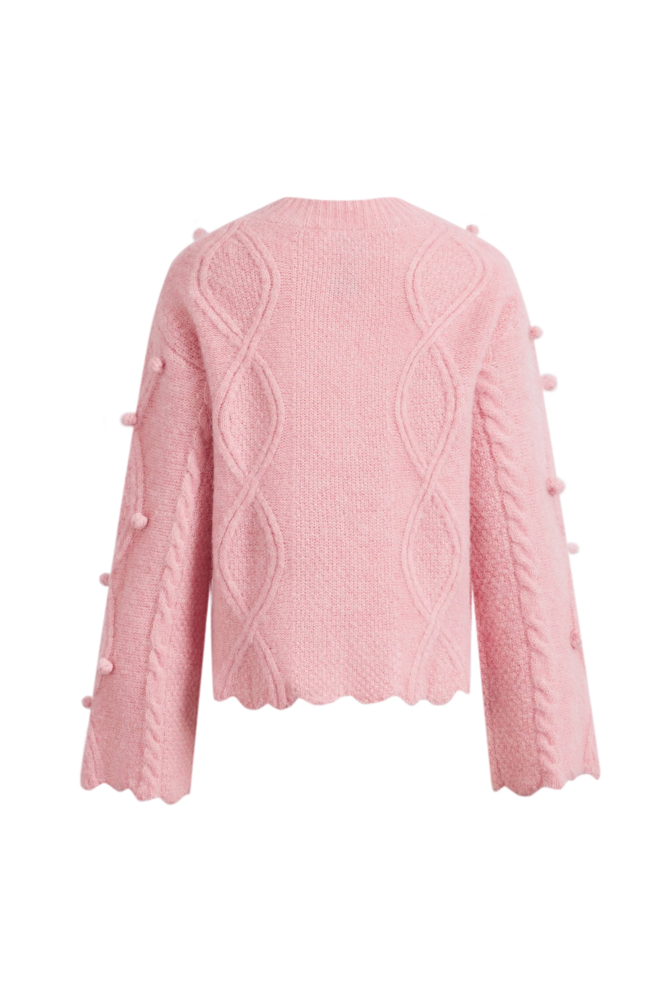 Cassie 3D Pom Pom Cardigan in Merino Wool–Alpaca Blend Knit - Image 10