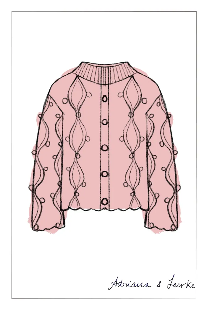 Cassie 3D Pom Pom Cardigan in Merino Wool–Alpaca Blend Knit - Image 8