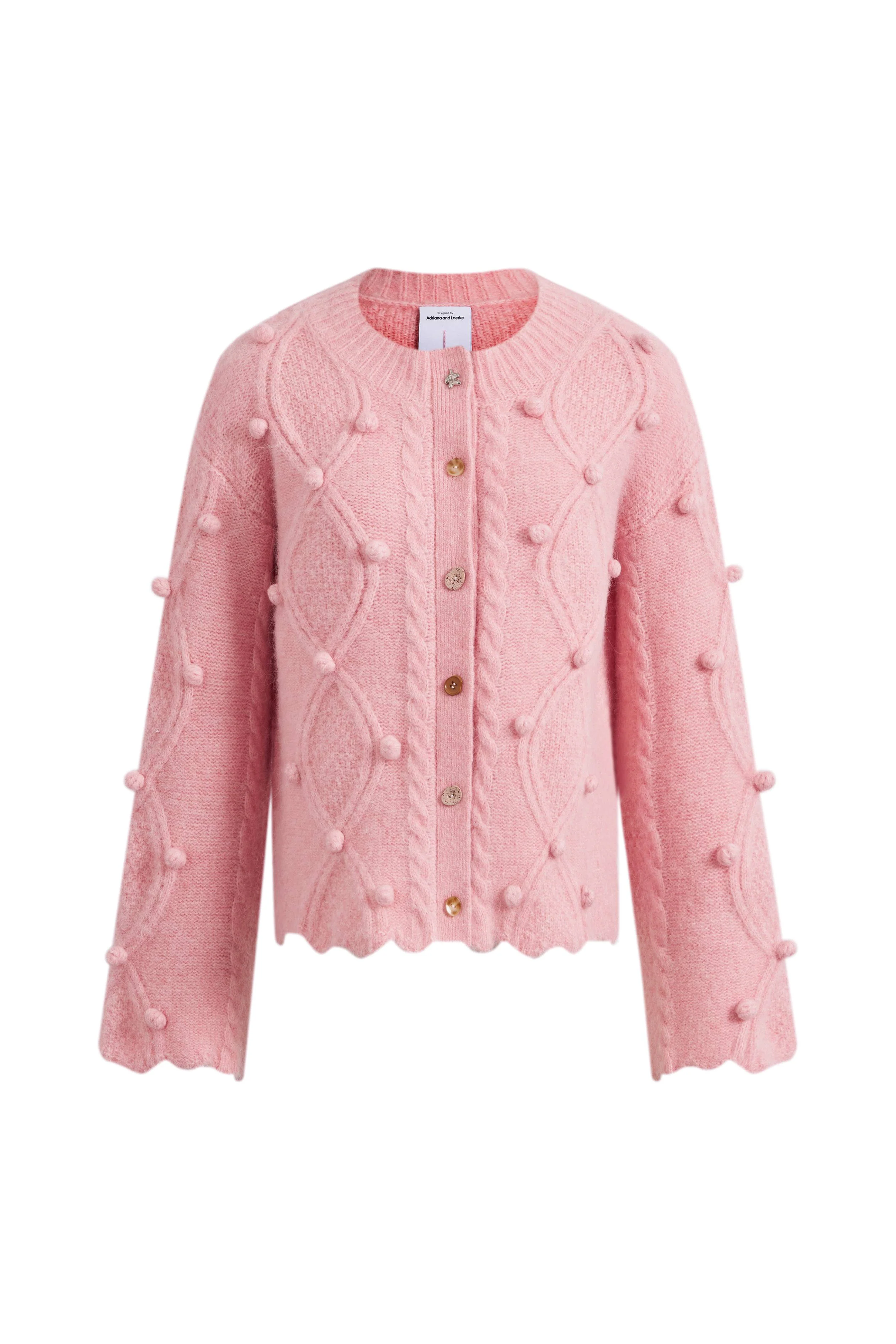 Cassie 3D Pom Pom Cardigan in Merino Wool–Alpaca Blend Knit - Image 9