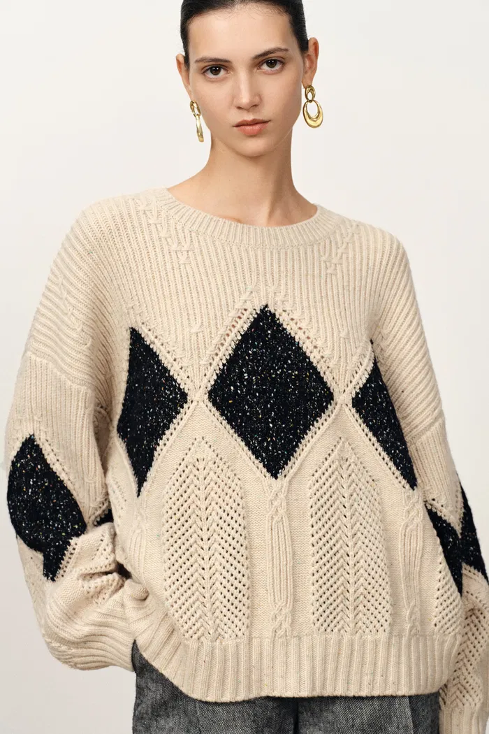 Cassy Argyle Sweatshirt in  Coarse Spun Merino Wool - Image 2