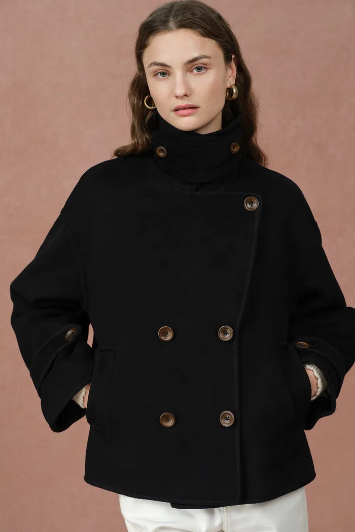 Catherine Double Faced Cabanse Coat in Wool Cashmere Blend - Image 2