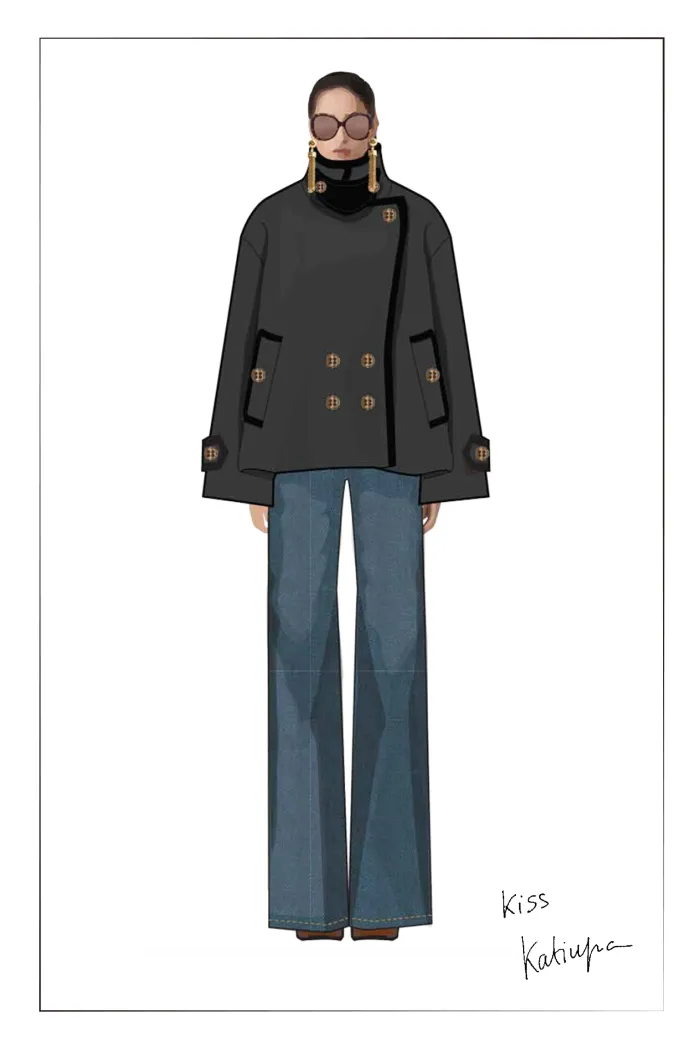 Catherine Double Faced Cabanse Coat in Wool Cashmere Blend - Image 9