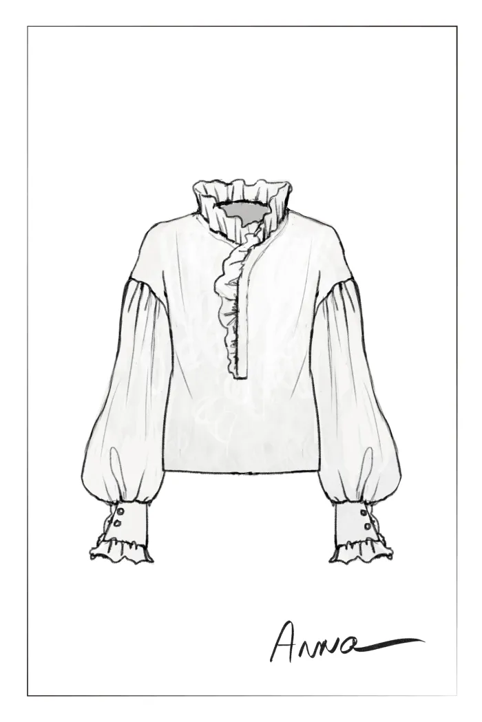 Cecilia Ruffle V Neck Blouse in Burnout chiffon - Image 8