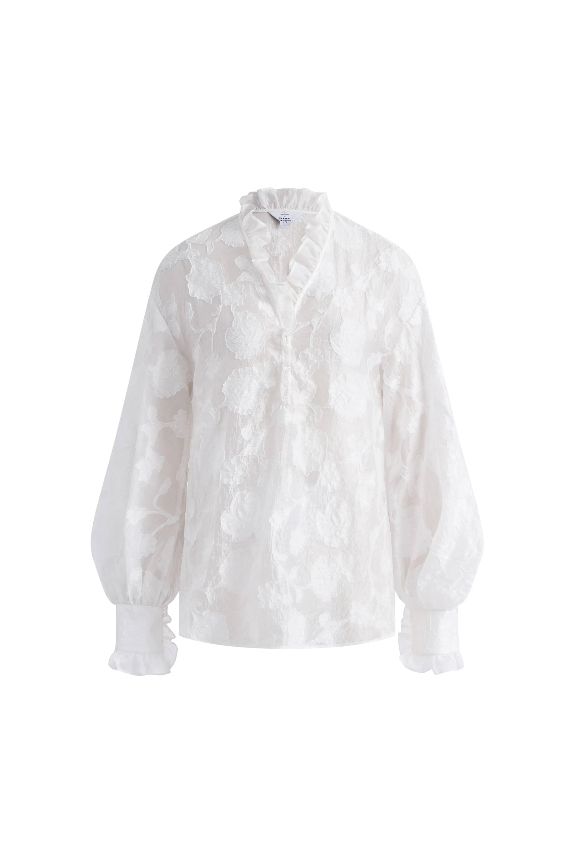 Cecilia Ruffle V Neck Blouse in Burnout chiffon - Image 9