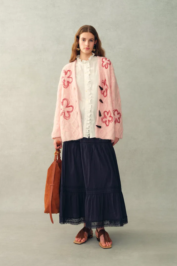 Cecilia Sand-Washed Ruffle-Trim French Blouse In Washed Cotton - Image 3