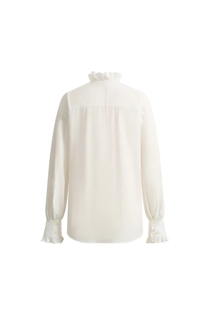 Cecilia Sand-Washed Ruffle-Trim French Blouse In Washed Cotton - Image 9