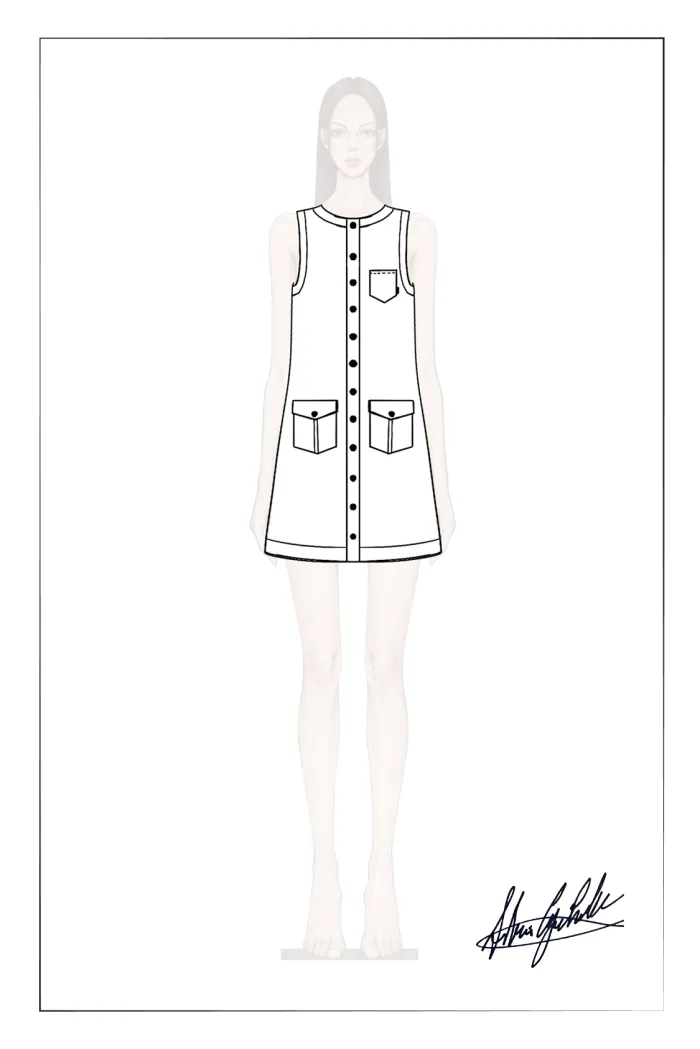 Cecilia Sleeveless Dress in Raw Denim - Image 10