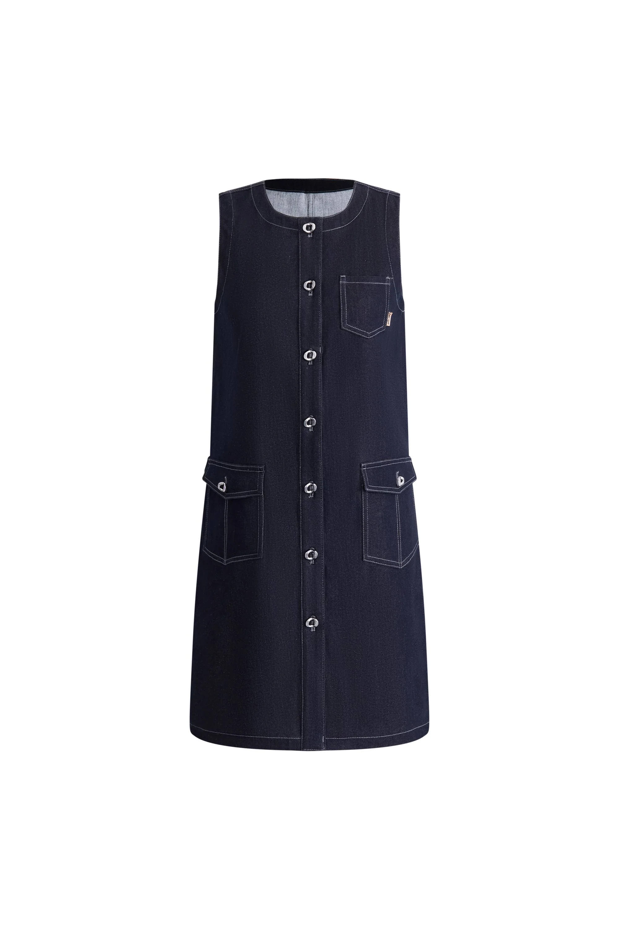 Cecilia Sleeveless Dress in Raw Denim - Image 11