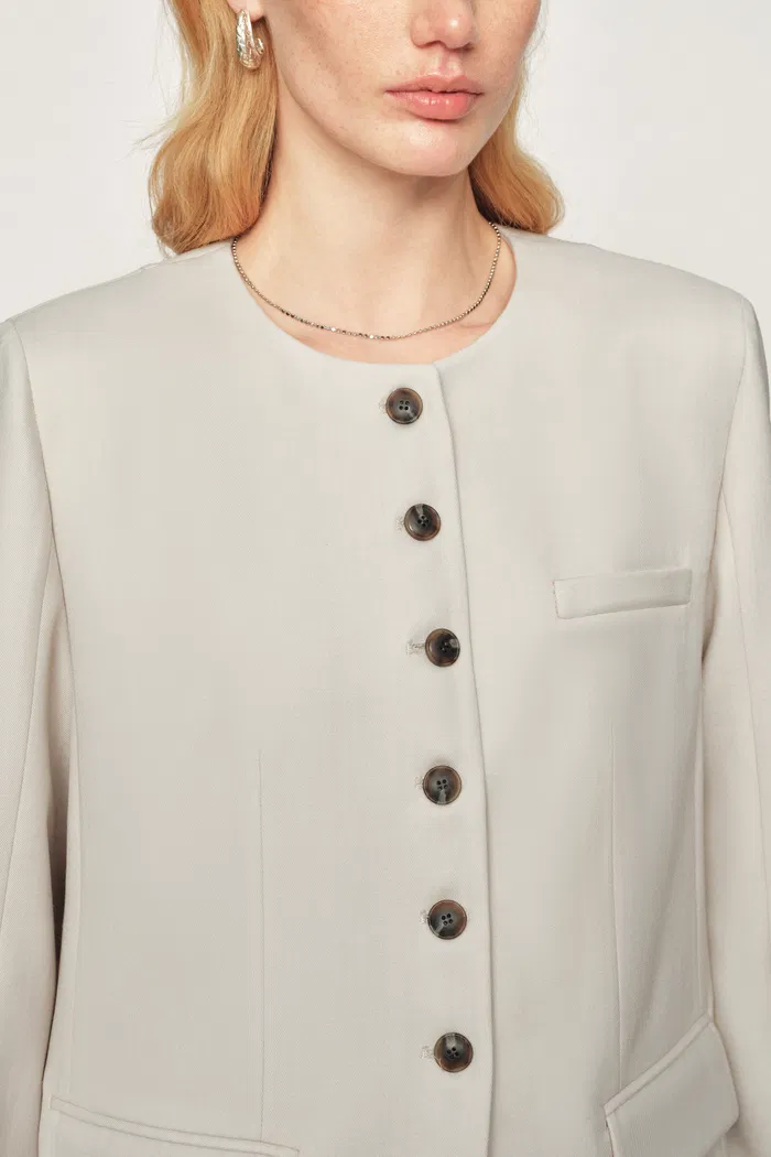 Celia Round Neck Suit Blazer in Fine Worsted Wool - Image 5