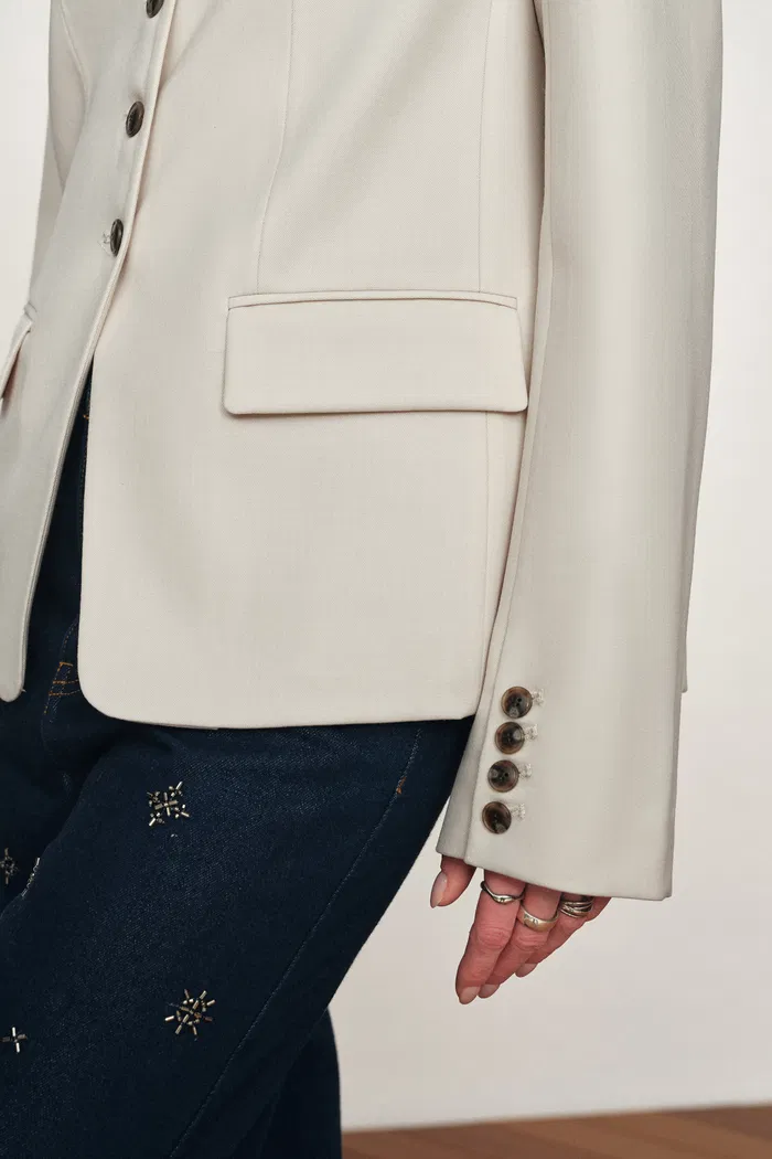 Celia Round Neck Suit Blazer in Fine Worsted Wool - Image 6