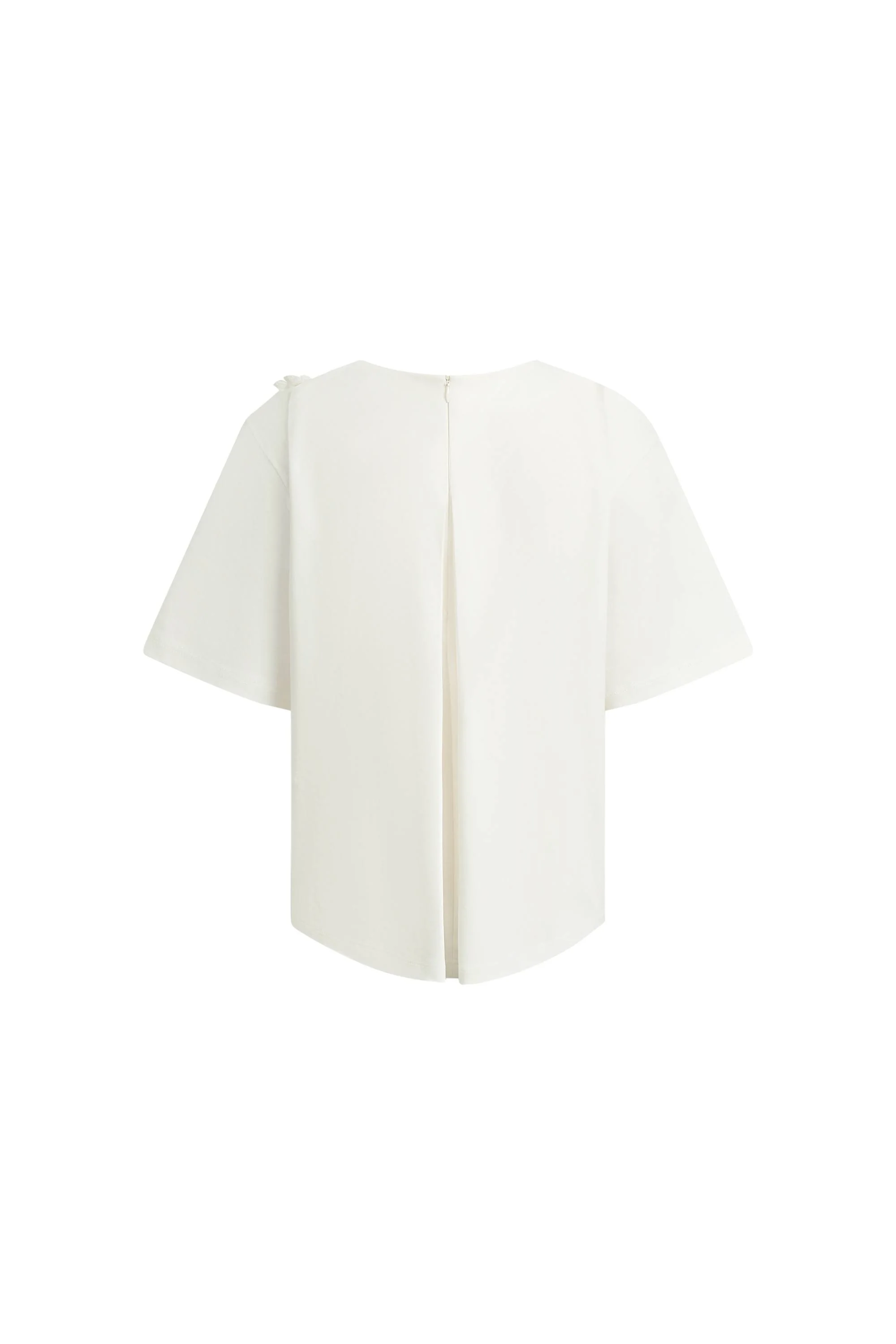 Celine Pearl Beaded Hand Crochet Floral T-Shirt in Cotton - Image 8