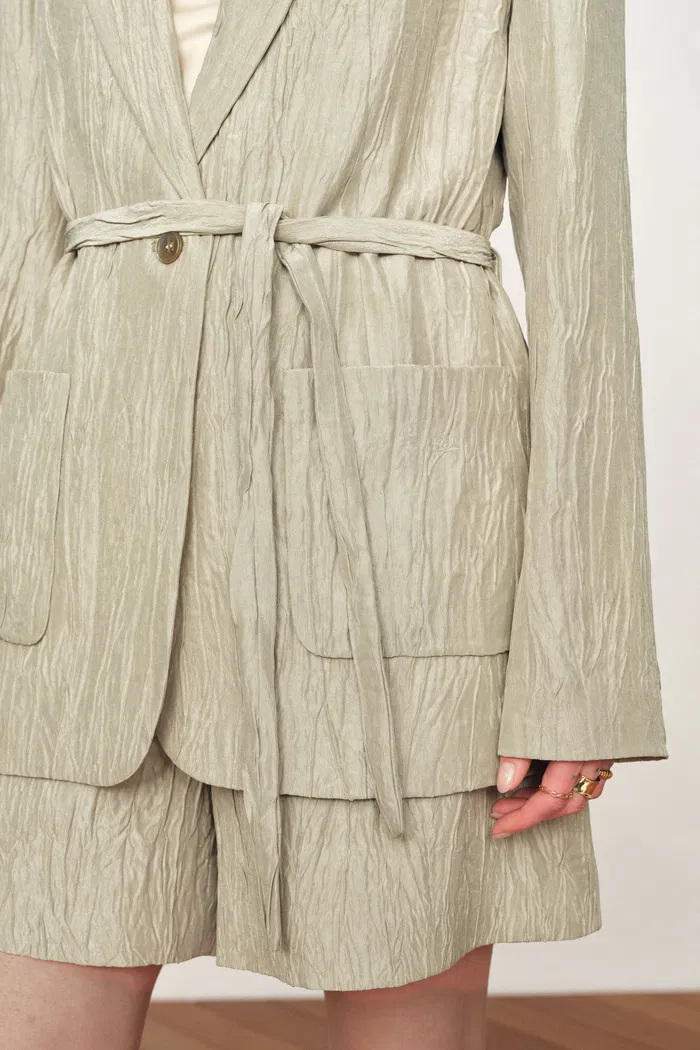 Cephas Pleated Fabric Blazer and Shorts Matching Set in Premium Crepe Acetate - Image 4