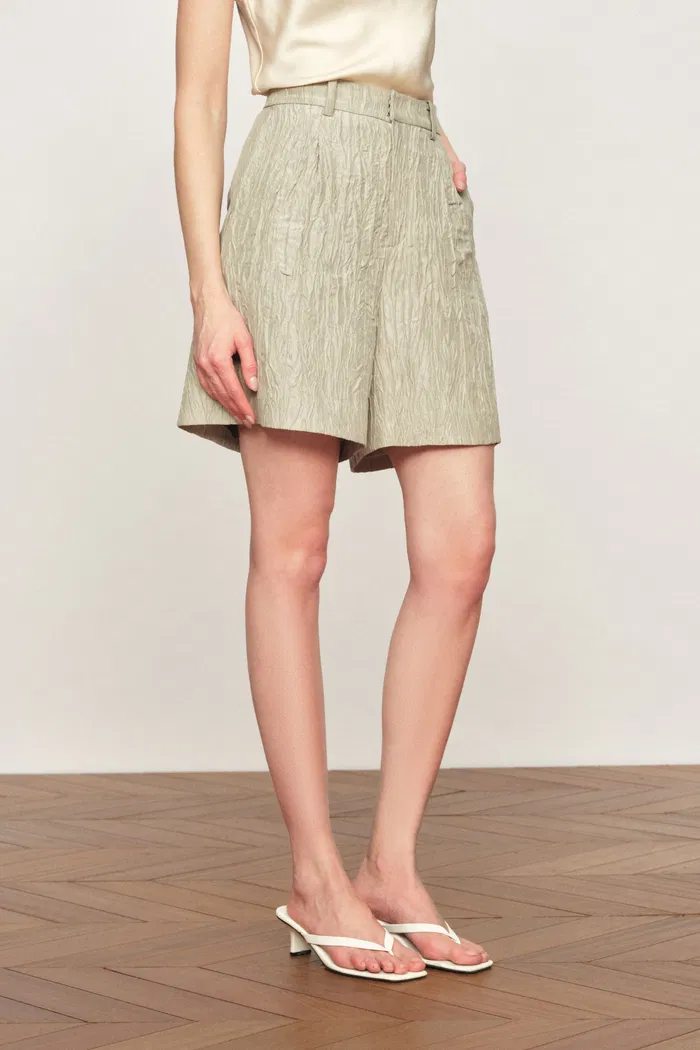 Cephas Pleated Fabric Blazer and Shorts Matching Set in Premium Crepe Acetate - Image 5