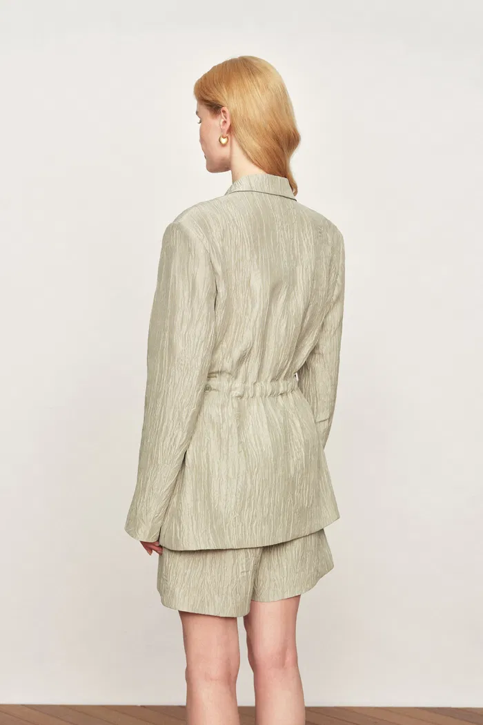 Cephas Pleated Fabric Blazer in Premium Crepe Acetate - Image 3