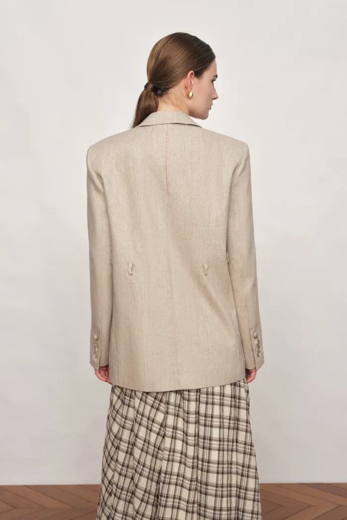 Charlie Deconstructed Asymmetric Double-Belt Blazer and Pants in Cotton Linen - Image 5
