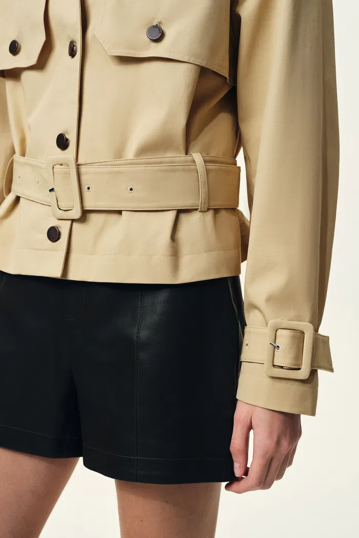 Charlie Detachable Snake Print Collar Jacket in Lightweight Trench Cotton - Image 7