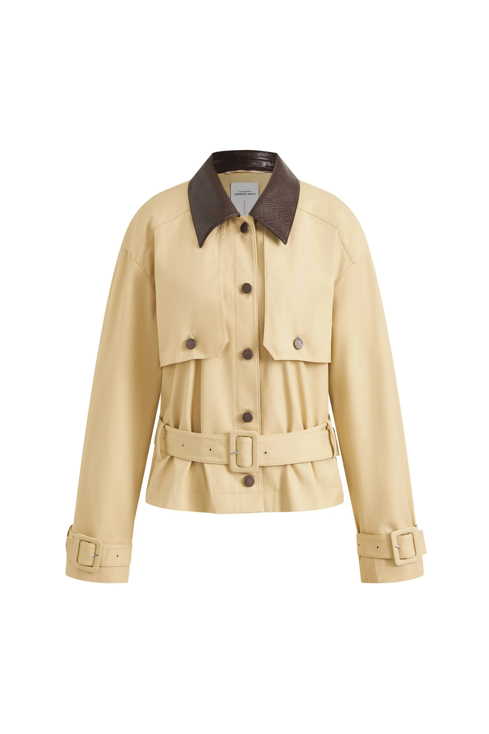 Charlie Detachable Snake Print Collar Jacket in Lightweight Trench Cotton - Image 8
