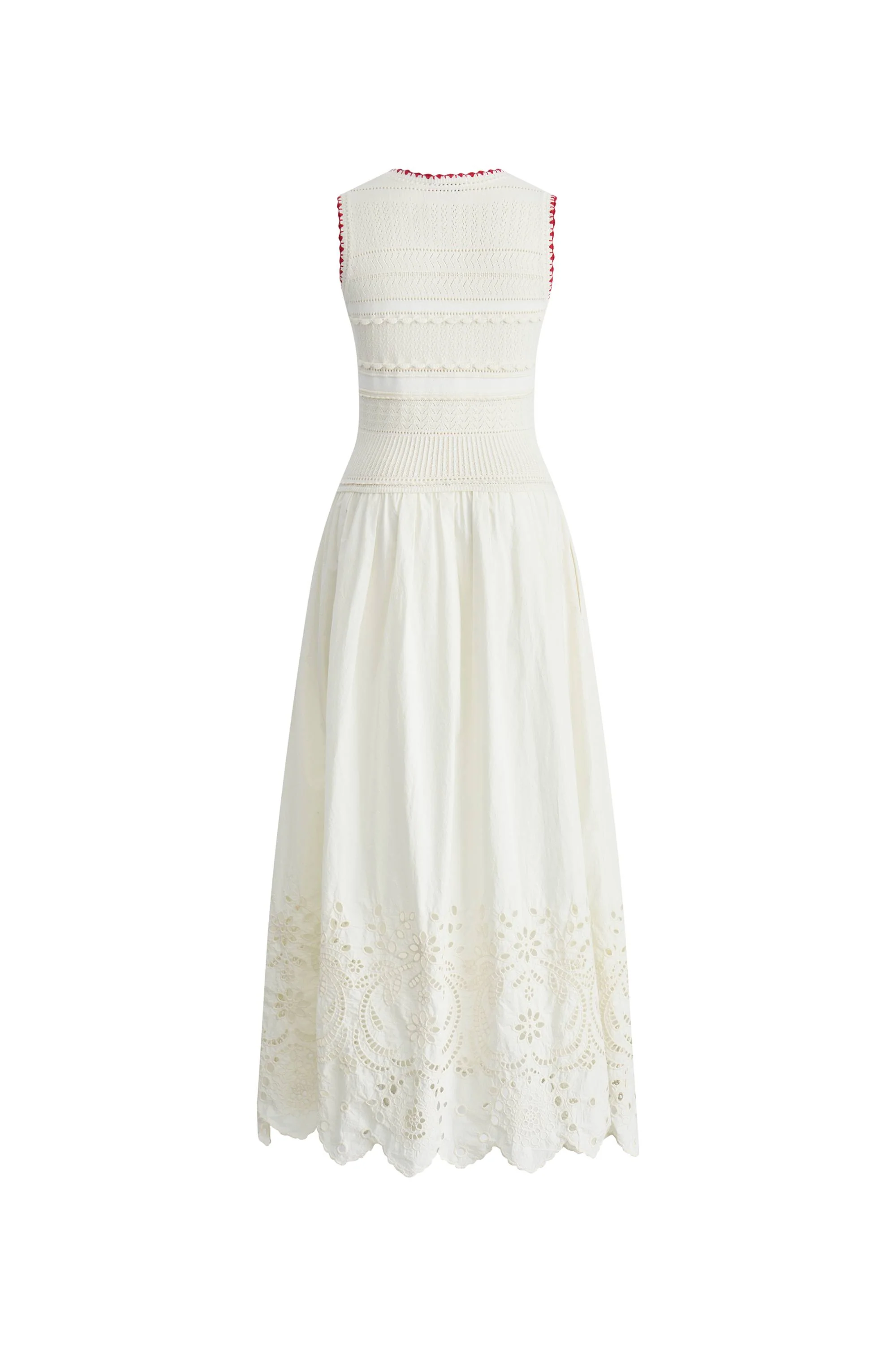 Charlie Mix Media Hand-Embroidered Trim Dress in Cotton-Cashmere and Cotton - Image 11