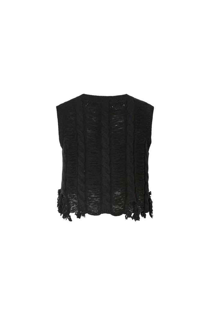 Chelsea Hand-frayed Hem Sleeveless Top in Wool Blend Knit - Image 11